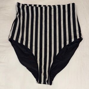 Coral reef reversible black  and White Striped High-Waisted Swimsuit Bottom